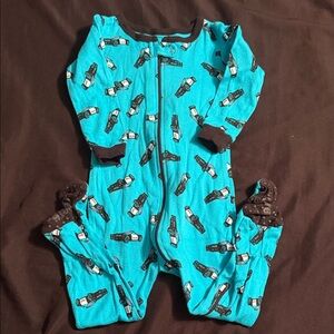 Police Turquoise Car Print Kids Footie